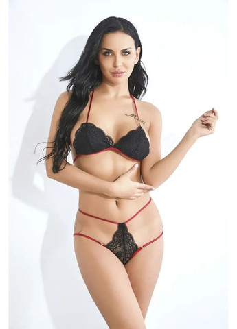 Черный демисезонный кружевное нижнее белье женское с лифчиком и трусами. комплект нижнего белья размера s-2xl, m No Brand