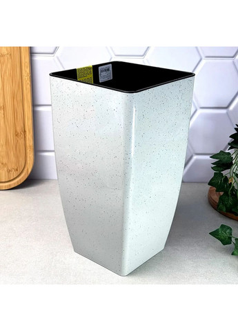 Велике квадратне кашпо для пальми 27*27*51см 13л, Квадро Світлий Бетон Алеана (370388833)