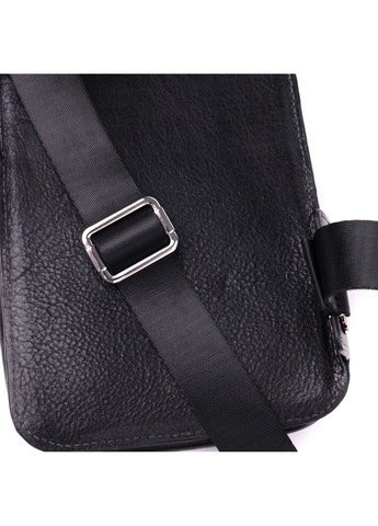 Мужская прямоугольная сумка бананка из зернистой натуральной кожи 22879 Черный Grande Pelle (317254191)