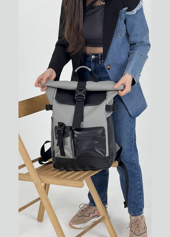 Женский рюкзак роллтоп для ноутбука Rolltop для путешествий серого цвета из экокожи ToBeYou rolltopnew (280930880)