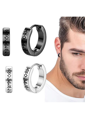 Гипоаллергенная серьга-кольцо из нержавеющей стали с рунами для мужчин и женщин 1 шт. [RSRDDY-1] Викинг No Brand (338624620)