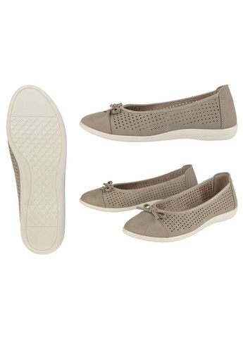 Жіночі жіночі балетки Esmara | бежеві однотонні перфорація, бант поліуретан (339072560)