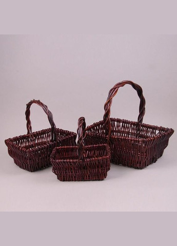 Комплект коричневых корзин из лозы 3 шт. 38940 Flora (320664010)