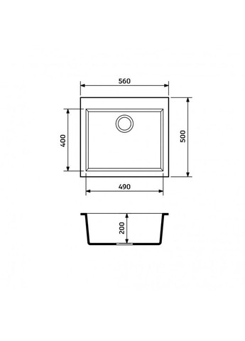Кухонна мийка зі штучного каменю/кварцева 560х500х200мм, квадратна UNIVER Сірий (31260560500) Adamant (368157229)