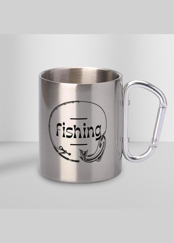 Кружка металлическая с карабином "Fishing" 300 мл Серебряная No Brand (324264349)