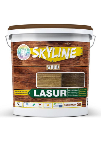 Лазурь декоративно-защитная для обработки дерева LASUR Wood 5 л SkyLine (289366607)
