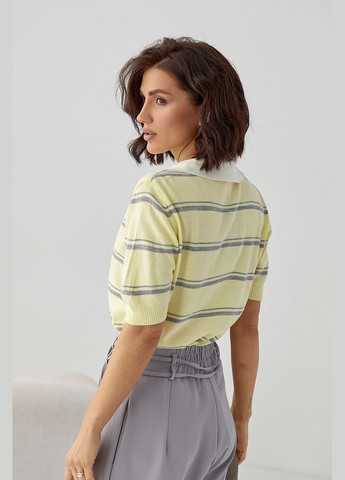 В'язане поло в смужку - бірюзовий колір Lurex - (335077279)