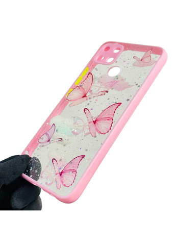 Чохол для C21Y з блискітками з метеликами на реалмі с21у рожевий Realme (366385613)