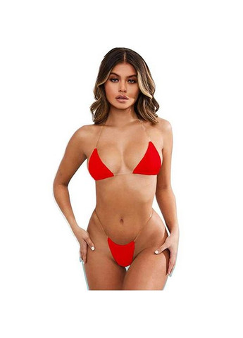 Красный летний сексуальный купальник бикини на силиконовых бретелях xs-s красный No Brand