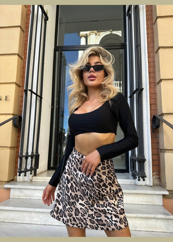 Бежевая повседневная, кэжуал леопардовая женская леопардовая юбка No Brand