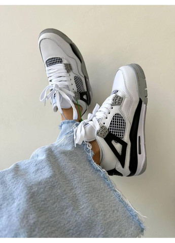 Сірі Осінні кросівки чоловічі nike air jordan 4 white grey black найк аір джордан No Brand
