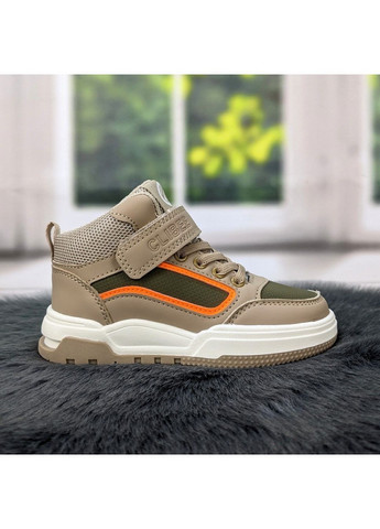 Бежевые демисезонные кроссовки высокие для девочки хайтопы Clibee