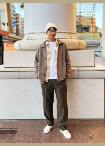 Фланелева сорочка в клітинку 462408_beige Uniqlo (365877677)