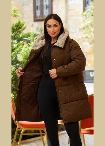 Коричнева зимня куртка на хутрі куртка-ковдра Garna