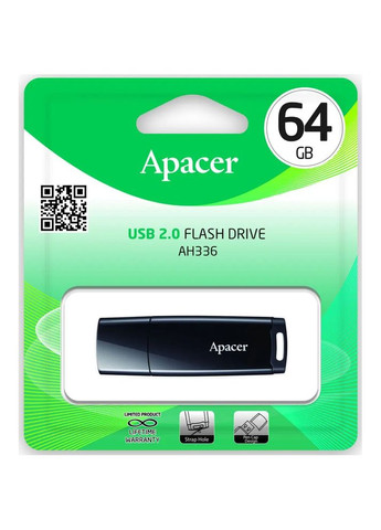 Флеш-накопитель USB 64GB AH336 Black (AP64GAH336B-1) Apacer (336959826)