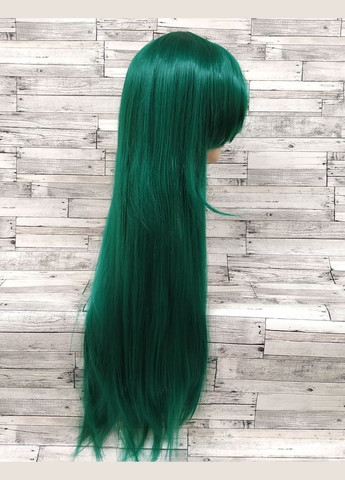 Парик зеленый длинный прямой с длинной челкой женский для женщин 80см из искусственных волос No Brand 5937 (306728890)