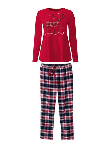 Красная всесезон пижама (лонгслив и штаны) для женщины 421877-1 Esmara