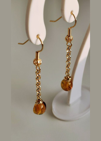 Сережки 2488 з натурального бурштину Медовий відтінок MINOV (311310483)