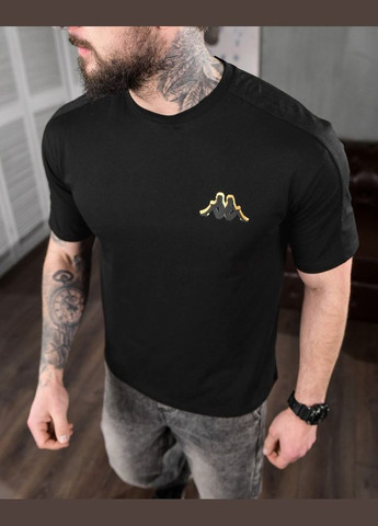 Черная мужская летняя футболка kappa кулир черная Freedom