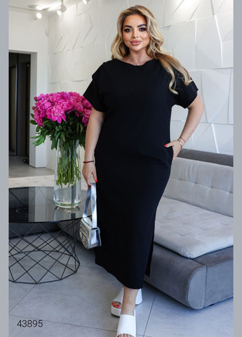 Чорна повсякденний літнє плаття великих розмірів Liton