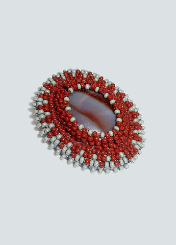 Авторська брошка ручної роботи з бісеру з натуральними каменями "Terracotta" No Brand (349842995)