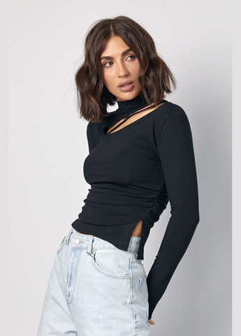 Женская водолазка с драпировкой и асимметричным вырезом спереди Lurex (317618543)