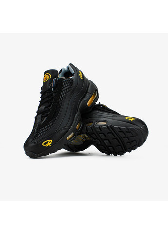 Кроссовки женские и мужские Nike Air Max 95 corteiz black yellow | Найк Аір Макс 104 чёрные демисезоны (369473647)