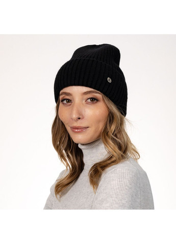 Шапка бини женская шерсть мериноса черная EVELYN LuckyLOOK 955-562 (322792617)