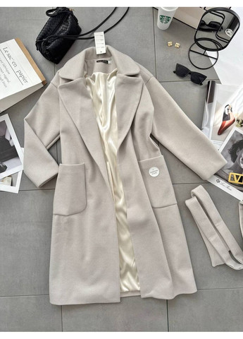 Бежеве демісезонне Пальто турецький кашемір діагональ +підклад,з поясом та кишенями Україна