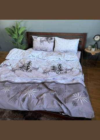 Новогоднее постельное белье хлопковое Двуспальный 180х215 наволочка 70х70 2шт (П4К-post-ng-003-02) No Brand (316231089)