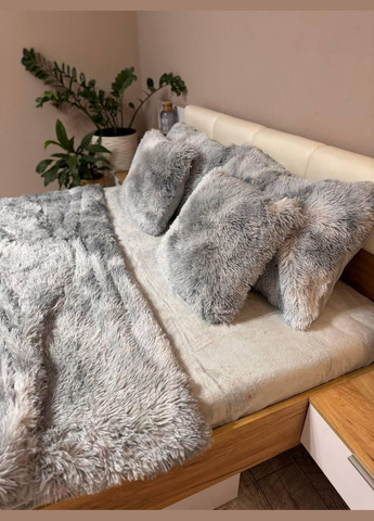 Постільна білизна плюшева тепла Полуторний Сірий П4К-velur-travka-002/2 (П4К-velur-travka-002/2) No Brand (308755350)