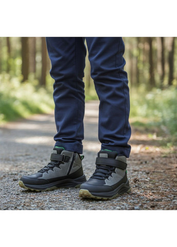 Утеплені демісезоні підліткові черевики хайтопи на липучці для хлопчика підлітка на флісі Клібі Clibee (362200604)