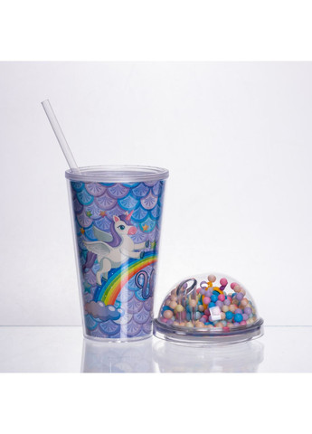 Пластиковый стакан с трубочкой 400 мл многоразовый для детей и взрослых для холодных напитков смузи Yiwu (370432220)
