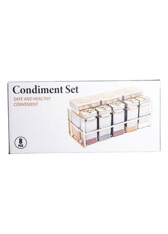 Набір для приправ та спецій на підставці 8 штук з кришками Сірий Yiwu (353304484)
