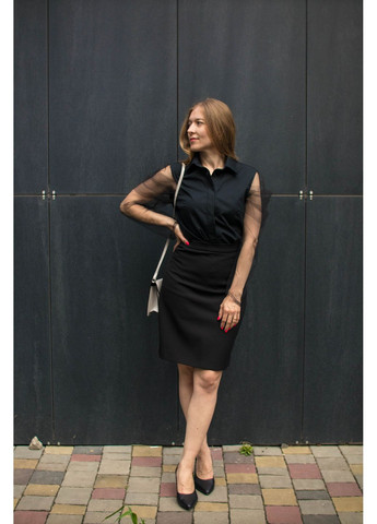 Черная праздничный, вечерний, классическая рубашка No Brand с длинным рукавом