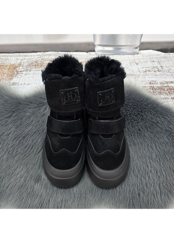 Зимние ботинки женские зимние черные из натуральной замши на овчине Hengji из натуральной замши