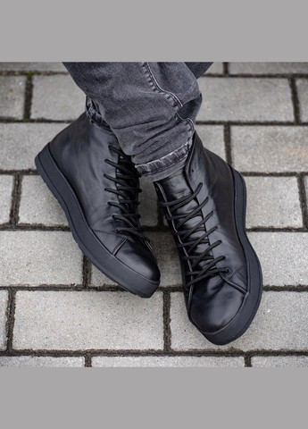 Черевики з натуральної шкіри чорні флісова підкладка Dux Kindzer Premium 2502 (304290440)