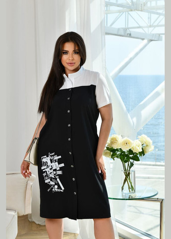 Чорна жіноча спортивна сукня із софту колір чорний р.48/50 455548 New Trend