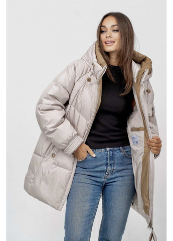 Кремова зимня куртка-пуховик plus size Lora Duvetti