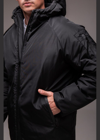 Чорна зимня коротка зимова куртка з капюшоном Vakko