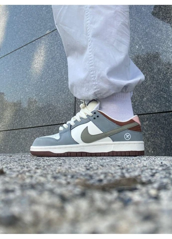 Белые летние кроссовки nike sb dunk grey white brown найк сб данк No Brand