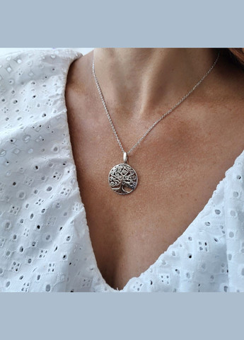 Срібна кругла підвіска кулон Дерево Життя без каменів срібло 925 проби Чорнене 31103ч 3.10г No Brand (306741515)