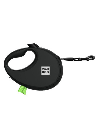 Повідець-рулетка для собак WAUDOG R-leash з контейнером для пакетів, світловідбивна стрічка,, до 12 кг, 3 м, чорний No Brand (363199527)