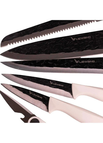 Набір кухонних ножів з підставкою 6 предметів білий TS Kitchen білий,