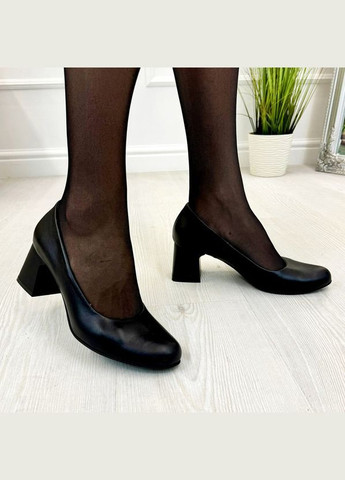 Vasha para Туфлі жіночі шкіряні на стійкому підборі. Колір чорний. 39 розмір чорний з, україна — демісезон (303931974)