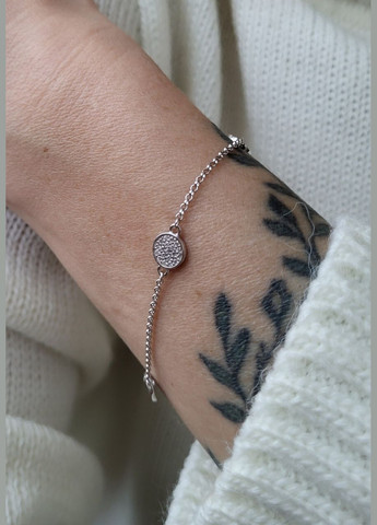 Серебряный браслет Монетки в белых камнях 16 - 19 см серебро 925 пробы Родированное 1100б вес 2.21г No Brand (308861660)