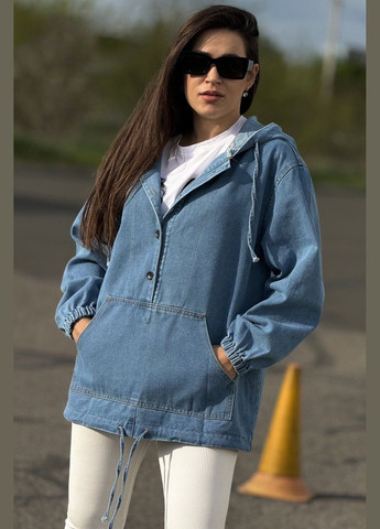 Блакитна демісезонна куртка-анорак жіноча демісезонна напівбатальна блакитного кольору Let's Shop