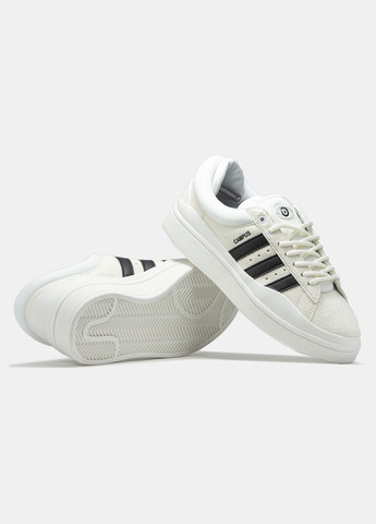 Білі Осінні кросівки чоловічі і жіночі adidas campus x bad bunny white black | адідас кампус бед банні білі No Brand