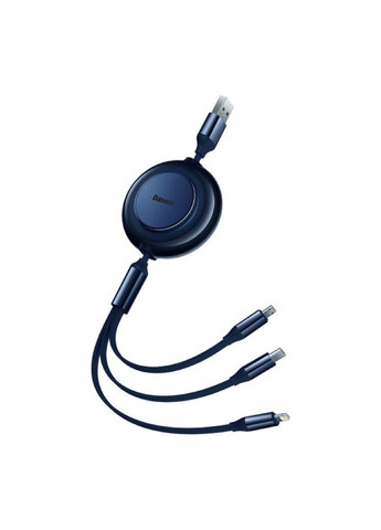 Кабель Bright Mirror 2 Series Retractable 3-in-1 Fast Charging Data Cable USB to M+L+C 3.5A 1.1m Blue Baseus Bright Mirror One-for-three Retractable Data Cable (340279803)