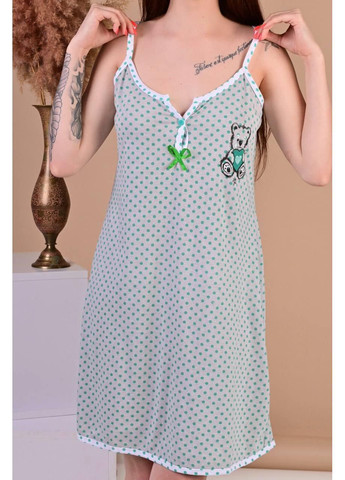 Нічна сорочка жіноча в зелений горошок No Brand Нічна жіноча сорочка (362444625)